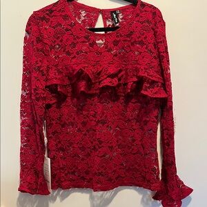 Red Lace Ruffle Top